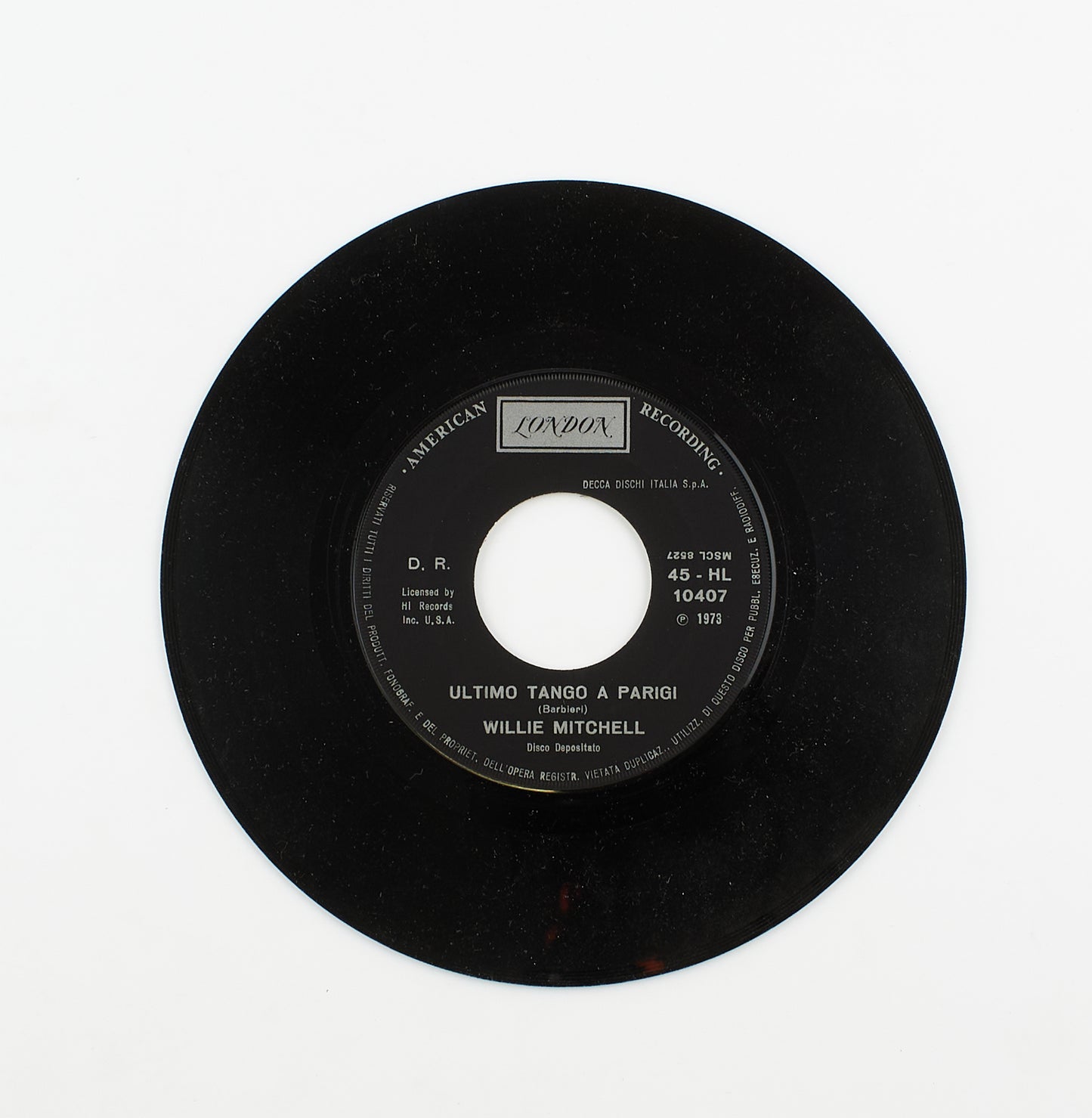 Willie Mitchell - Ultimo tango a Parigi / Six to go - London - 1973 - 45 giri - pop jazz