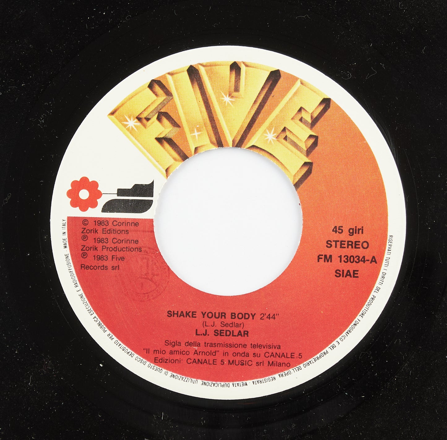 LJ. Seldar - Shake your body / I can't live without you - Five Records - 1983 - 45 giri - sigle
