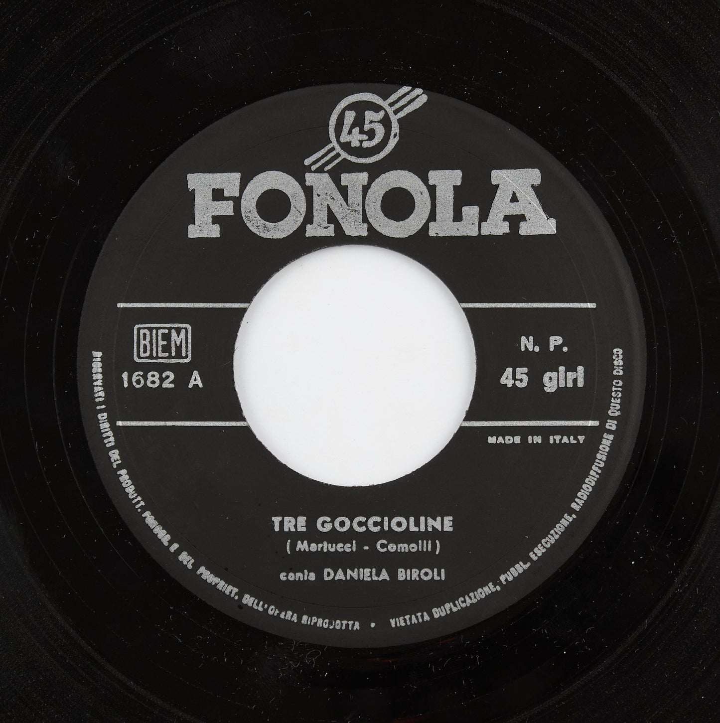 Daniela Biroli - Tre goccioline / Popoff - Fenola - 1967 - 45 giri - Zecchino d'oro