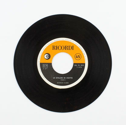 Giorgio Gaber - Le strade di notte - Ricordi - 1961 - 45 giri - cantautori italiani