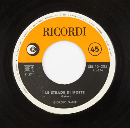 Giorgio Gaber - Le strade di notte - Ricordi - 1961 - 45 giri - cantautori italiani