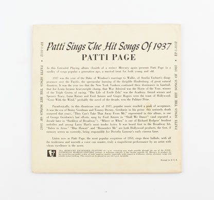 Patti Page - Sings the hit songs of 1937 - Mercury Record - 1953 - 45 giri - cantanti internazionali