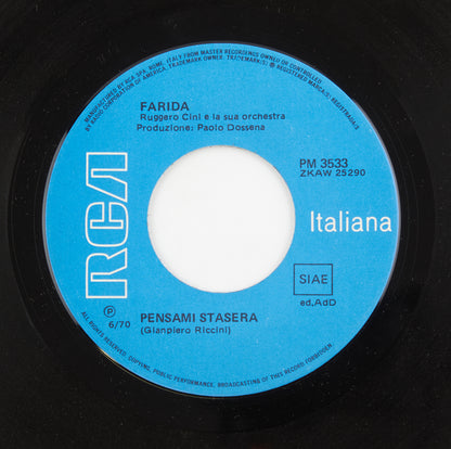 Farida - Pensami stasera / L'anima - Rca italiana - 1970 - 45 giri - cantanti italiani