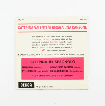 Caterina Valente - Caterina in spagnolo - Decca - 1963 - 45 giri - cantanti internazionali