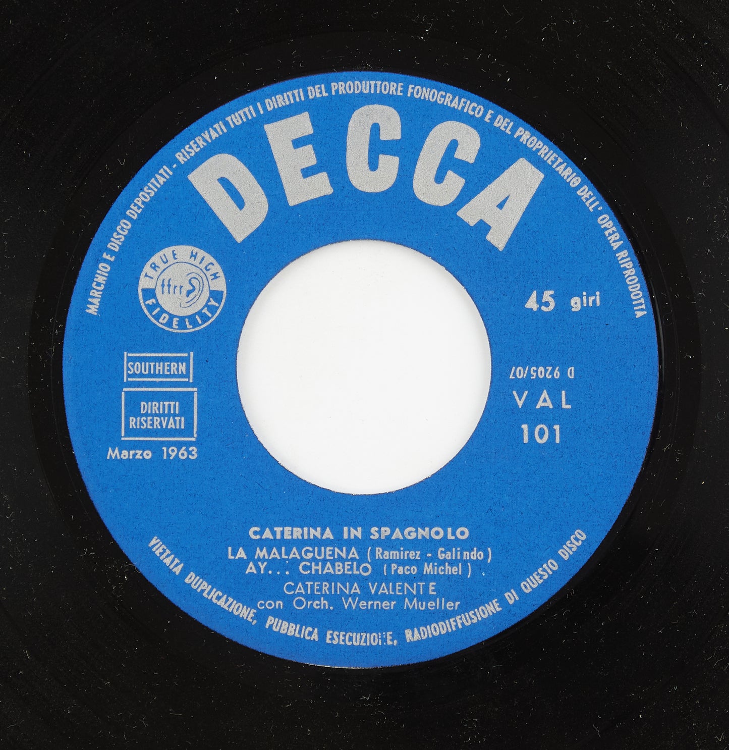 Caterina Valente - Caterina in spagnolo - Decca - 1963 - 45 giri - cantanti internazionali