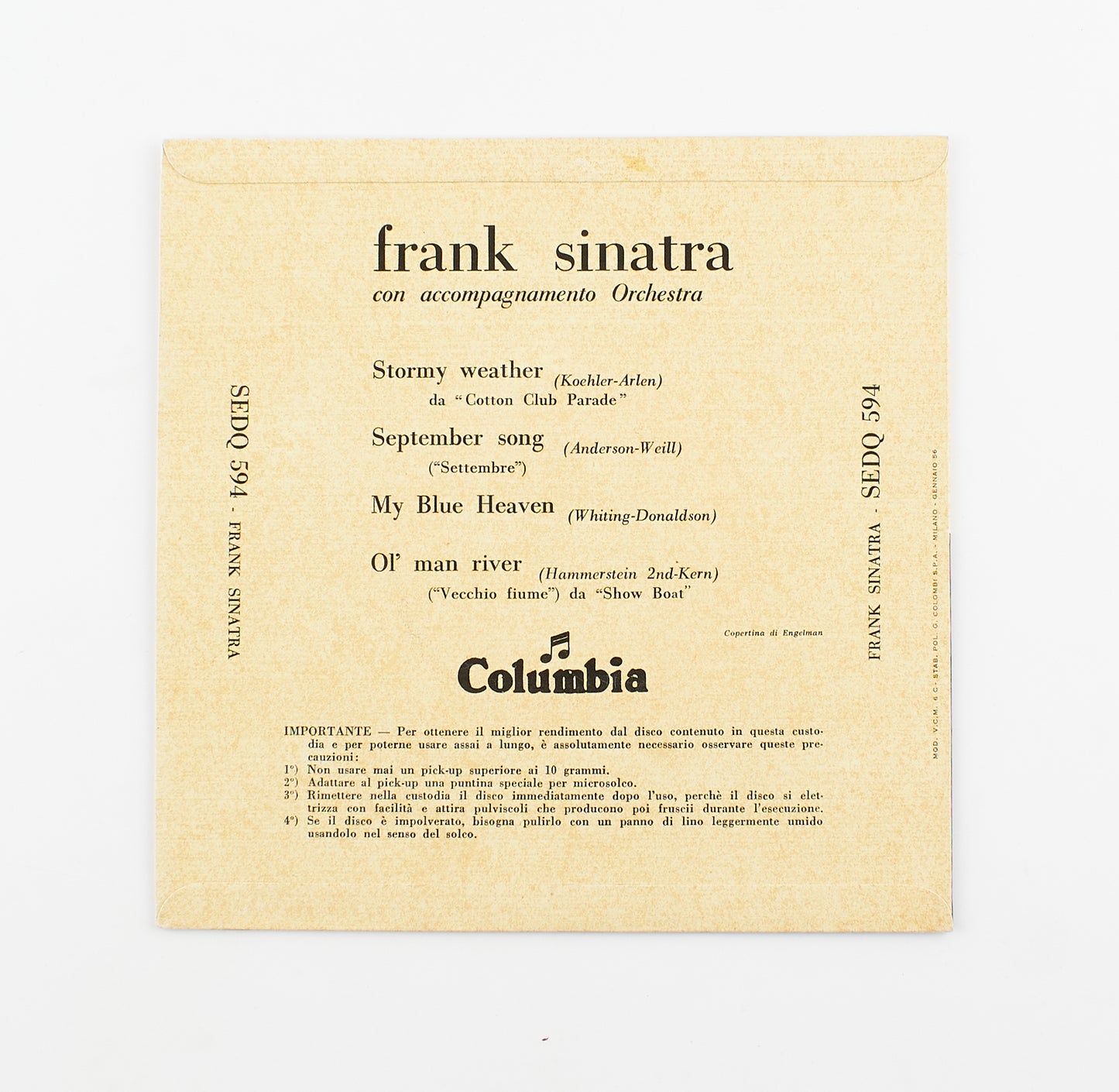 Frank Sinatra - Stormy weather - Columbia - 1955 - 45 giri - cantanti internazionali