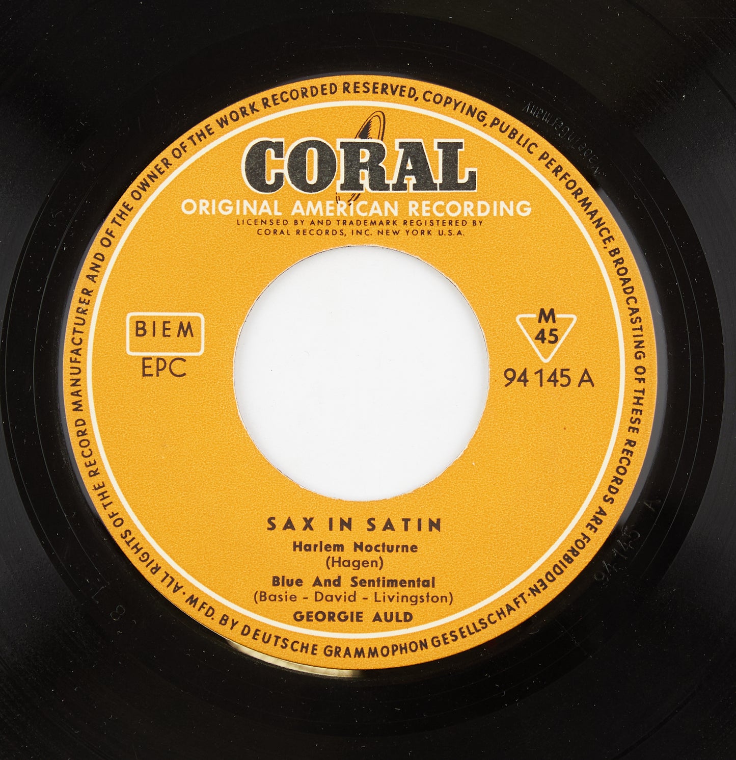 Georgie Auld - Sax in satin - Coral Records - 45 giri - strumentale