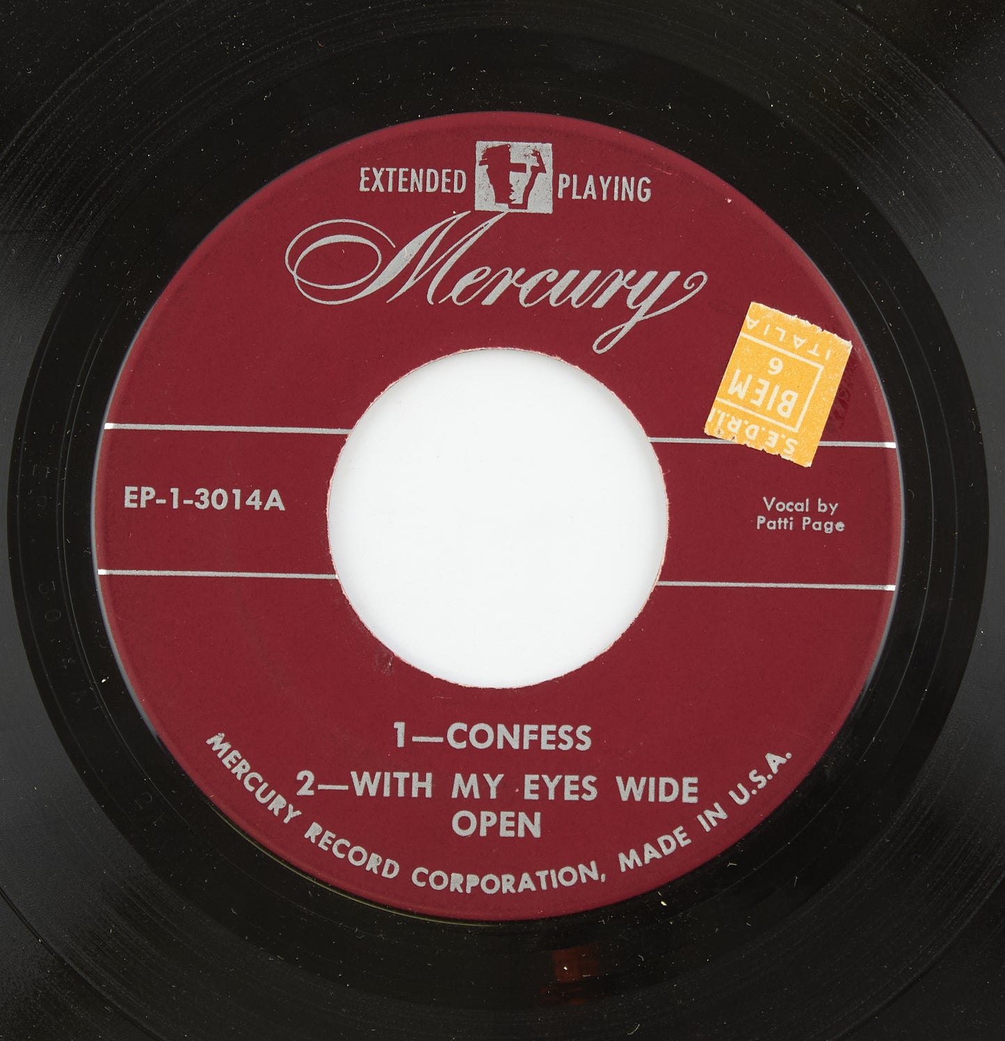 Patti Page - Favorities of: Confess - Mercury Record - 1950 - 45 giri - cantanti internazionali