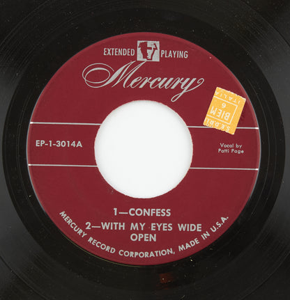 Patti Page - Favorities of: Confess - Mercury Record - 1950 - 45 giri - cantanti internazionali