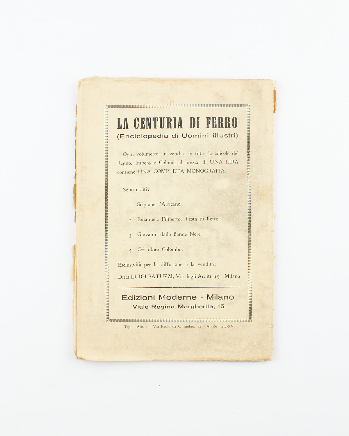 Enciclopedia degli uomini illustri - Emanuele Filiberto - 1^ Ed. Edizioni Moderne, Milano 1937 - biografie