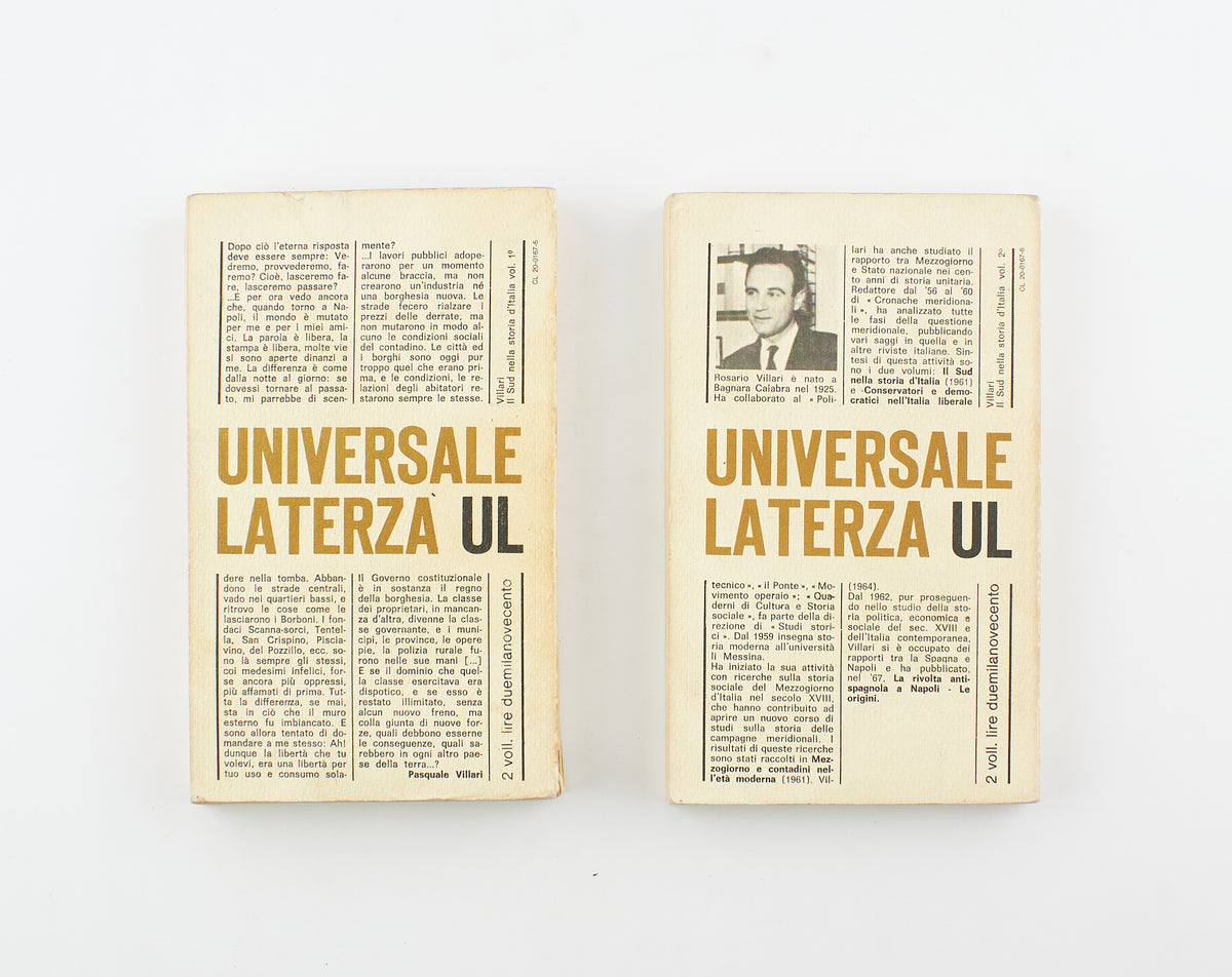 Rosario Villari - Il Sud nella storia d'Italia (2 voll.) – Universale Laterza 1970 - costume e società