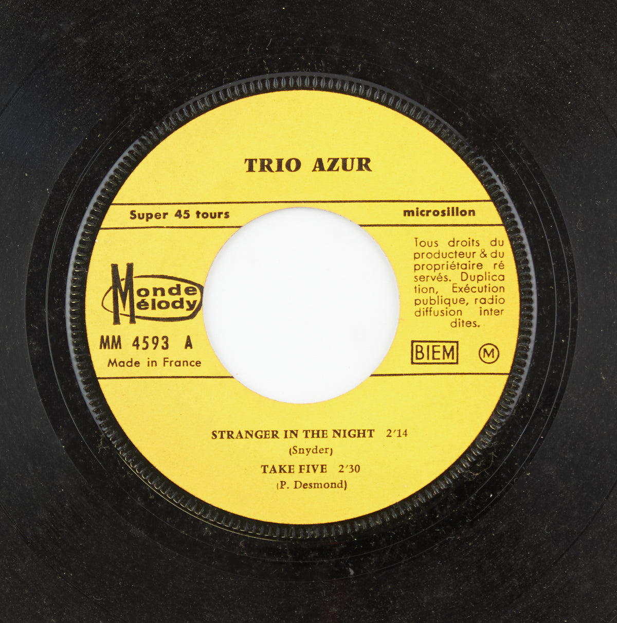 Trio Azul - Stranger in the night - Monde Melody - anni '60 - 45 giri - jazz, pop