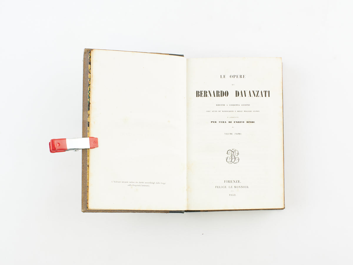 Bernardo Davanzati - Le Opere (2 voll.) – Felice Le Monnier 1853 - classici letteratura