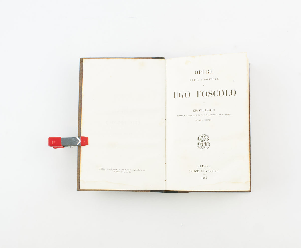 Ugo Foscolo - Epistolario (3 voll.) – Felice Le Monnier 1852 - classici letteratura
